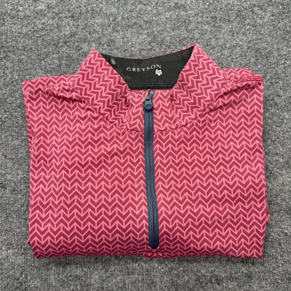 Greyson Mens XXL Red Pink Geometric Chevron 1/4 Zip Golf Pullover Long Sleeve - Picture 9 of 9